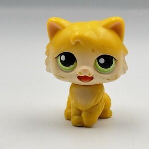 Littlest Pet Shop LPS 1st Generation Yellow Cat With Moving Tongue 2005
